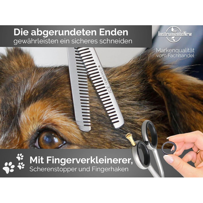 Професійна ножиця для собак, витоншування шерсті, 30 зубців, двостороння, 15.24 см, срібна