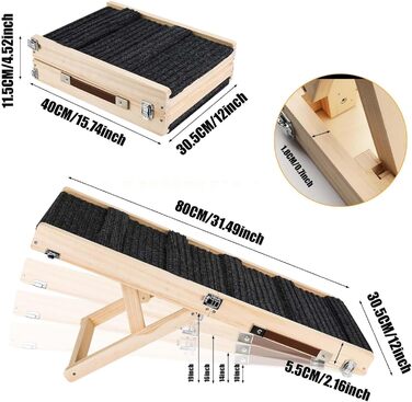 Сходинки для собак TOOSOAR: дерев'яна рампа для маленьких собак, для підйому на диван, ліжко, в автомобіль