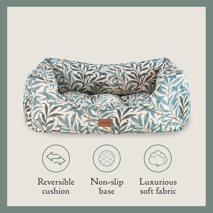 Клітка-ліжко для собак Rosewood x Morris & Co. велика, з принтом William Morris, з неслизьким дном, миється