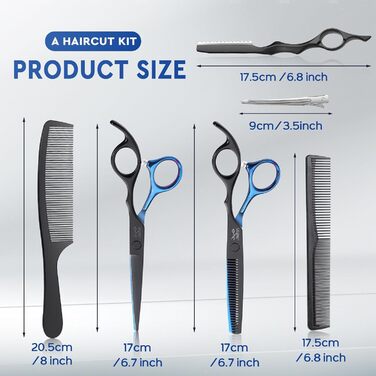 Набір професійних перукарських ножиць JASON - 6.5' (16.5 см), перукарські ножиці для перукарів та початківців, блакитно-чорний