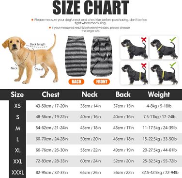 Тепла зимова жилетка для великих собак, флісова жилетка, тепла жилетка для собак, жилетка для холодної погоди, осінь-зима, розмір M, XL (Обхват грудей: 66-76 см, сіра в смужку)