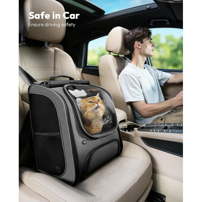 Рюкзак для кота Pecute з сіткою, дихаючий рюкзак-переноска для собак і котів, сірий (42*32*26 см)