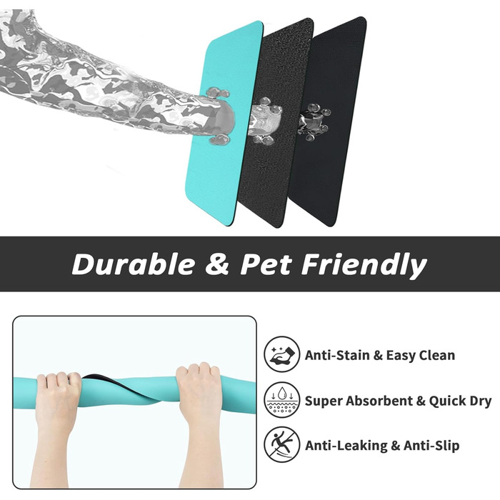 Килимок для годування домашніх тварин HotLive: вбираючий, для собак та котів, легко миється, 12'x19' (18'x28', блакитно-зелений)