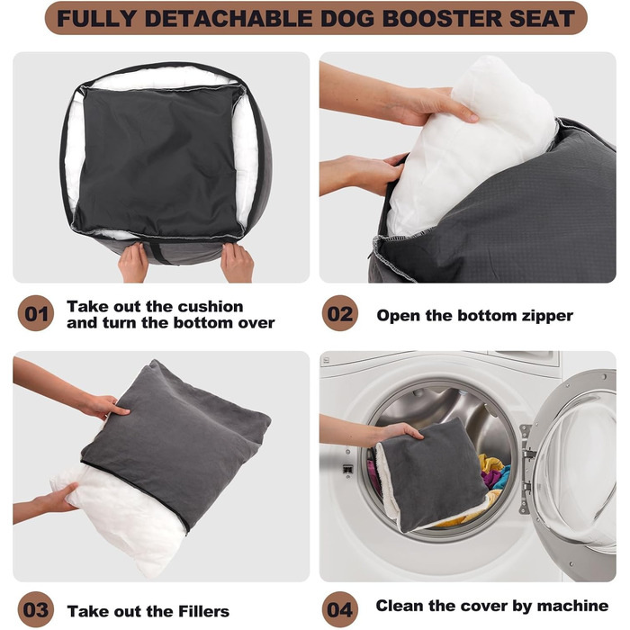 Автокрісло для собак маленьких порід, миється та стійке до плям. Зручне автокрісло з високоякісної тканини з кишенею для зберігання. Супер м'яка бавовна PP (сірий, середній)