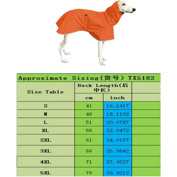 Водонепроникна тепла куртка для віндхундів на зиму, регульована, флісова, для великих та середніх собак (Оранжева, L)