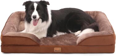 Ортопедичне ліжко для собак великих порід, ергономічне собаче ліжко з піною у формі яйця, водонепроникне, неслизьке, 89x63 см, світло-сірий колір (89x63x17 см)