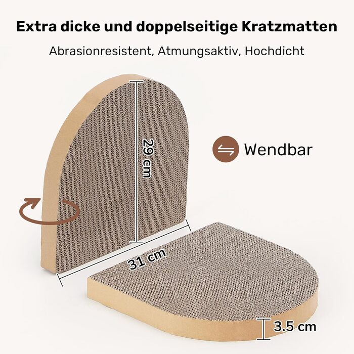 Кразберідка для котів FUKUMARU: диван з крафт-паперу, 61 см, з м'якими подушками, бежевий