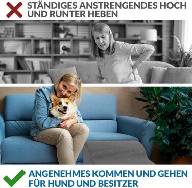 Сходинка для собак Nuraya: 3 сходинки, 40 см, з антиковзким покриттям. Підходить для маленьких собак та котів. Зручна для доступу до диванів та ліжок. Легко миється.