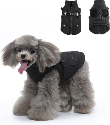 Тепла куртка для собак, 2-в-1, без тяги, для цуценят та собак середніх розмірів, чорна