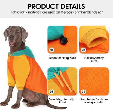 Теплий капюшонний светр AOFITEE для великих собак, осінь-зима, бавовна, рожевий, розмір L (з візерунком 'Захід сонця')