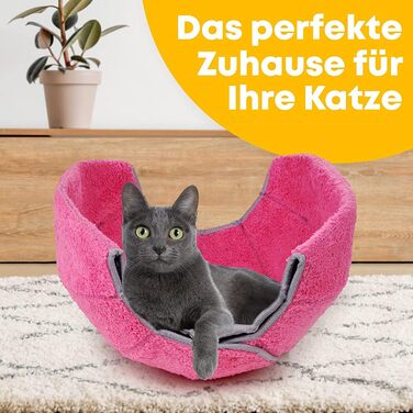 Кігтеточка-будиночок для котів PawArea | Рожевий лежак-корзина для котів | Місце для сну та відпочинку | Міцний, сучасний, зручний