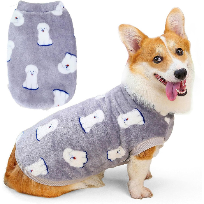 Теплий флісовий піджак для собак Zunea (середній, сірий) - коргі, такса, джек рассел, для холодної погоди