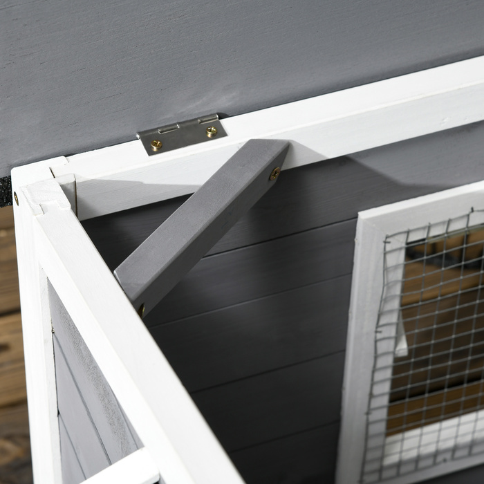 PawHut Fir Wood Dog Fornel Атмосферостійка будка для собаки з відкривається асфальтовим дахом і знімним дном сірого кольору 109x79x72см для великих собак