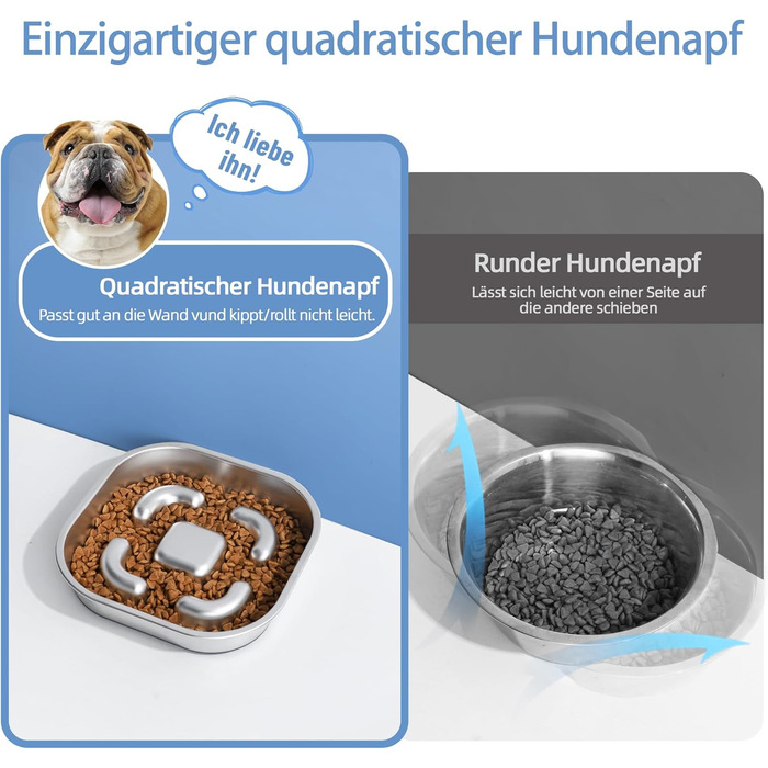 Антислизька годівниця для собак Nayelf з нержавіючої сталі 304, з силіконовим дном, 23*23*4.5 см