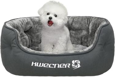 М'яке ліжко для собак та котів - ліжко-кошик з антиковзною основою сірого кольору