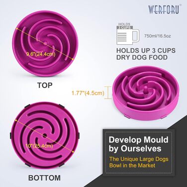 Інтерактивний годівниця для собак, повільне годування, анти-заковтування, безпечний та міцний напівець, екологічний (фіолетовий H)