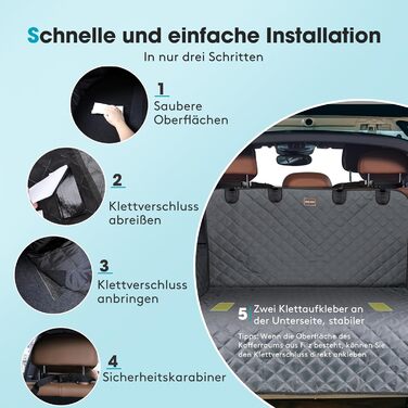 Захист для багажника авто Joejoy для собак з боковими та захистом від порогів, універсальний, вологостійкий, стійкий до подряпин, легко чиститься, килимок для багажника (185 x 105 см)