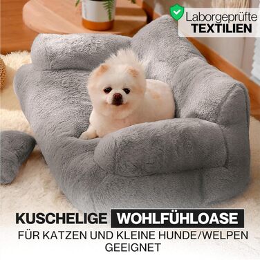 Кішка Софа Simba для котів та собак сірого кольору | З міні-подушкою | 70x48 см | Ліжко для котів та маленьких собак | М'яке, з достатньою підкладкою | Знімний чохол