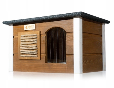 Будиночок для кота SMITH DESIGN з когтеточкою, утеплений, коричневий, L 54x39x36 см