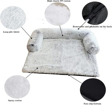 М'яка плюшева лежанка для собак, диван, заспокійлива лежанка, ультрам'яке хутро, лежанка для домашніх тварин, м'яка, миється, пухка ковдра, подушка, чохол на меблі, захист, лежанка для собак та котів (XL)