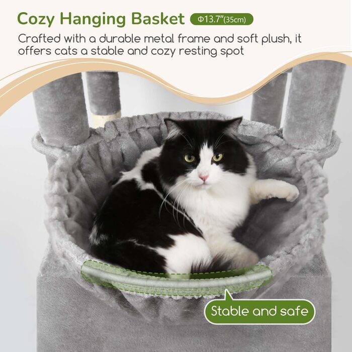 Комплекс для котів Globlazer з будиночками, лежаками та когтеточками, 189 см, сірий (XXL)