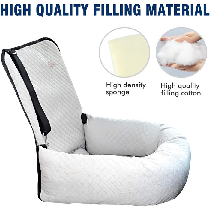 Автокрісло для собак, підставка для тварин, безпечне автокрісло для собак. Зручне та безпечне автокрісло для собак, яке можна розібрати для легкого прибирання. Колір: чорний, з білими вставками