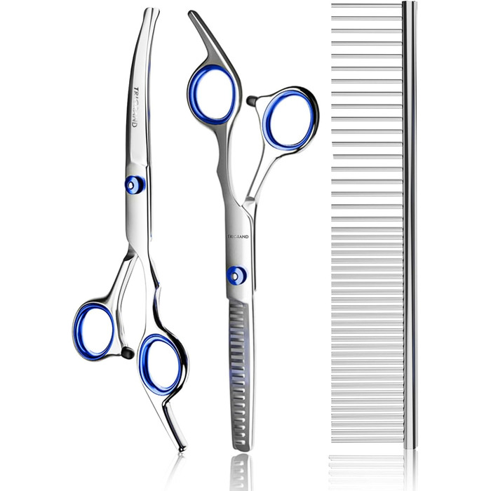 Професійна собача шарикова ножиця з цільного шматка сталі 4CR, з безпечною круглою кінчиком, титанове покриття, для собак, котів та інших тварин, рожева (блакитна [4-в-1])