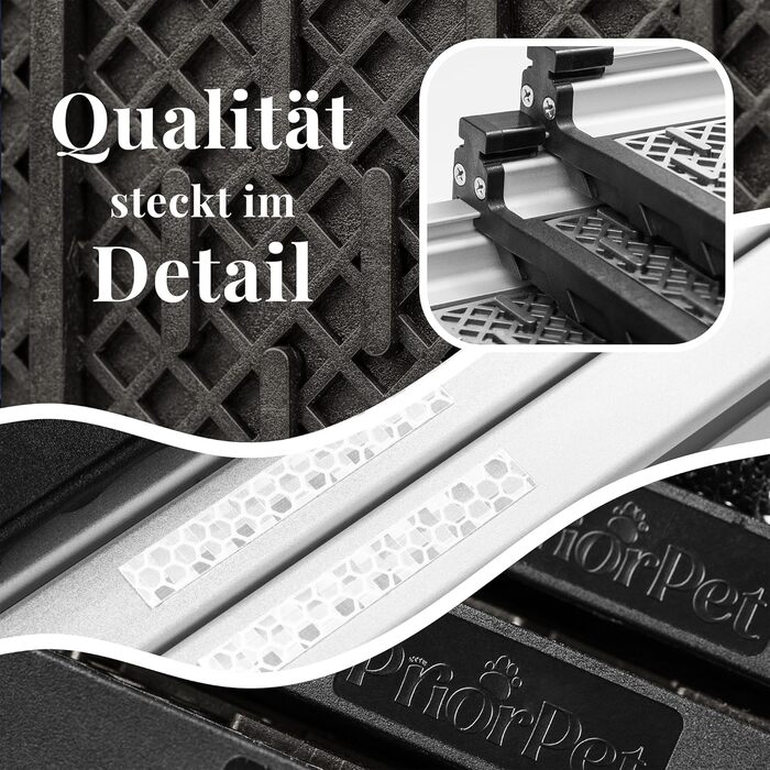 Рампа для собак у машину, складна, стабільна, до 90 кг, телескопічна, алюмінієва, для великих собак, з відбивачами, сірого кольору Shadow Gray