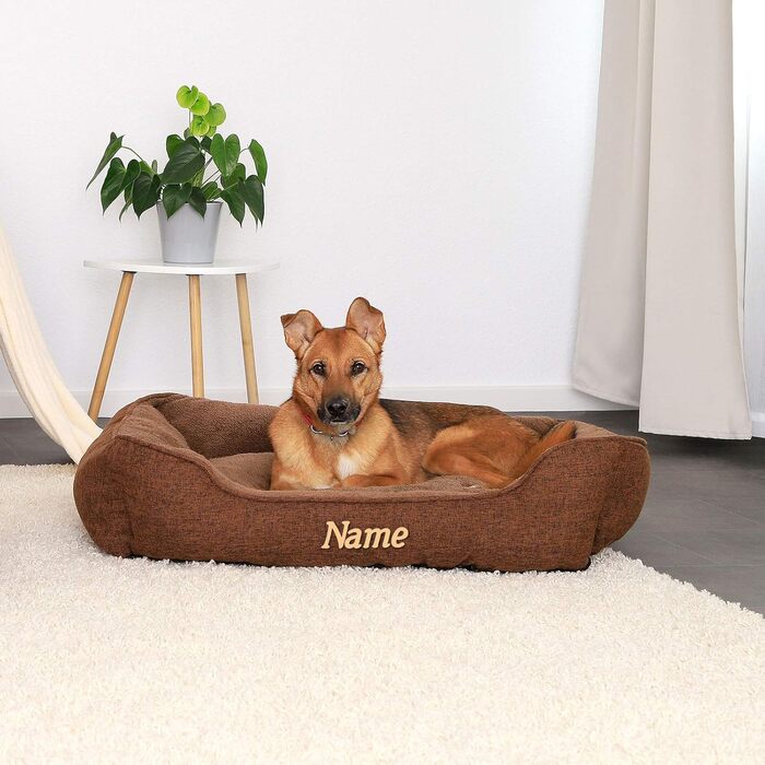 М'яке ліжко для собак та котів Lionto знімний чохол, 110x80 см, коричневе, з антиковзким дном