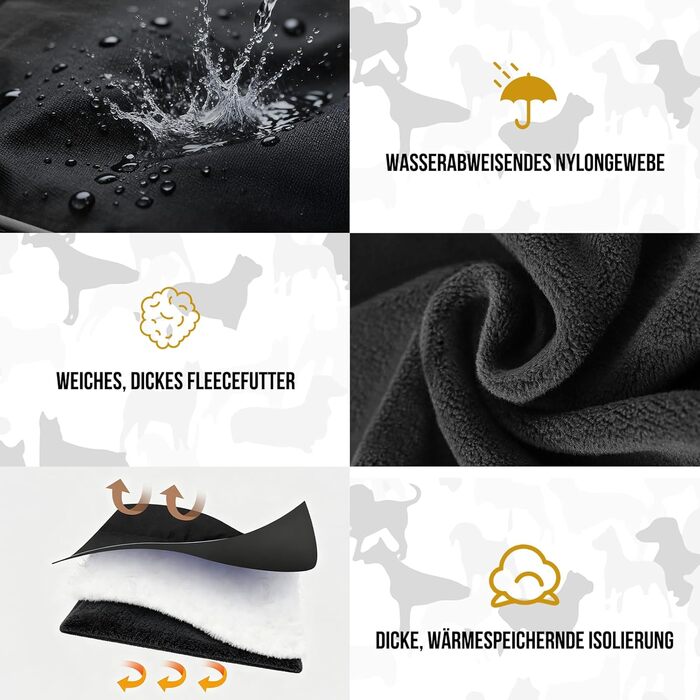 Водонепроникний собачий одяг OneTigris STORMWALL для великих собак, чорний, з флісовою підкладкою та регульованою довжиною, з відбиваючими елементами та коміром з хутра, для прогулянок на природі, розмір L (27-41 кг)