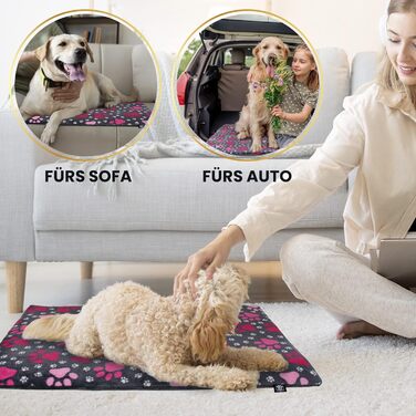 Лежак-мат для собак HS-Hundebett XS 45x65 см, двосторонній, з наповнювачем 3 см, сірий з лапкою, для дивана, авто і переноски, вироблено в Німеччині