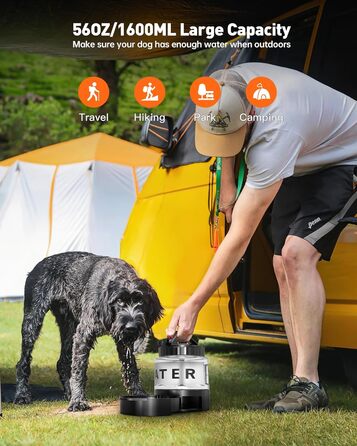 Портативна пляшка для води для собак PETNF, миска для води, не протікає, для великих собак, для подорожей, кемпінгу, прогулянок, пляжу, полювання