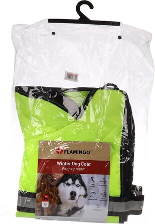 Зимний теплий дощовик для собак Flamingo Kimo, зелений, 30см, поліестер, флісова підкладка, капюшон, клямки, отвір для повідка