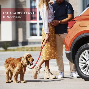 Безпечний автомобільний ремінь для собак 2-в-1, повід та фіксатор, кріплення до підголівника. Регульований, міцний, відбиваючий, простий у використанні, рожевий, 2 шт.