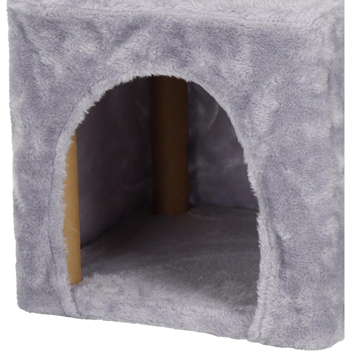 Кігтеточка SPRINGOS для котів з лежанкою, 245 см, сіра, регульована висота