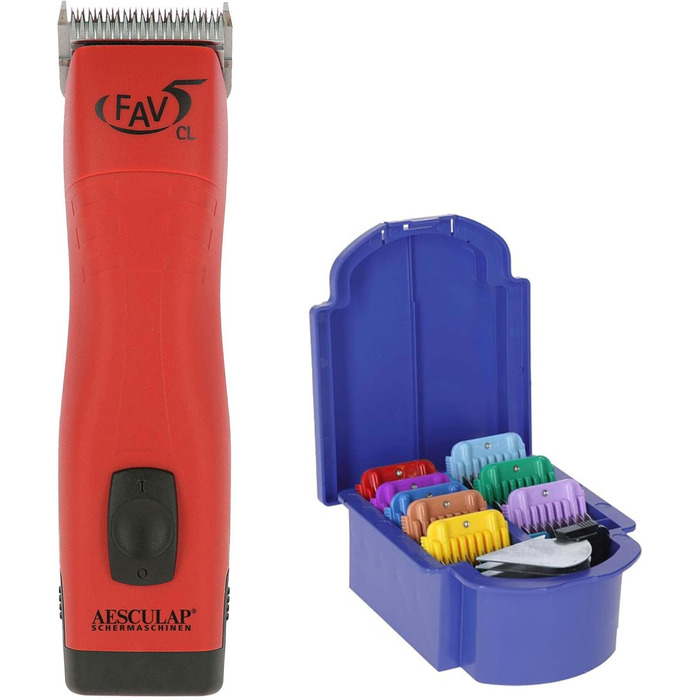 Акумуляторна машинка для стрижки собак Agrarzone Edition Aesculap FAV5 CL з набором гребенів | Потужна машинка для собак з ножем 1,5 мм | 4 години роботи | Професійний тріммер для собак, коней