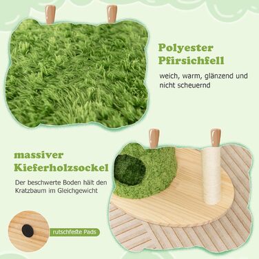 Кігтеточка для котів GYMAX 97 см з печерею, 3-ярусна, з сизалю, з платформою, дерев'яна основа, для дому