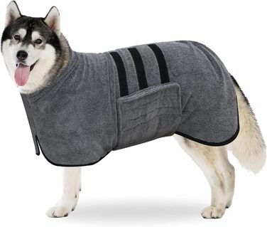 Рушник для собак BASVII з мікрофібри, швидковисихаючий, з клямками, для великих, середніх та маленьких собак, сірий XXL