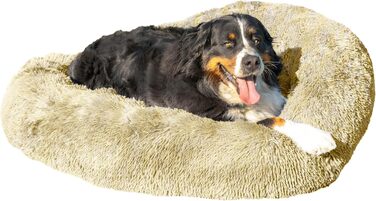 Кругле лежанка для собак та котів, 120 см, бежевий, ручної роботи, з м'якою тканиною, легко миється