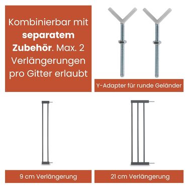 Захист для воріт Hauck Clear Step Autoclose 2, Темно-сірий - для дітей, регульована ширина 75-80 см, висота 77 см, самозакривання, низький поріг, двостороннє відкривання однією рукою, без свердління