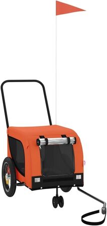 Фасба Причіп для собак, велосипедний причіп для тварин з відбивачами та прапорцем, для котів та інших домашніх улюбленців, оранжево-чорний, Oxford-тканина та залізо