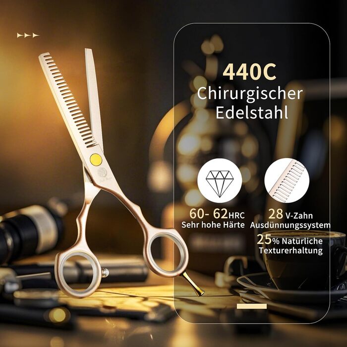 Професійні перукарські ножиці Purple Dragon 5.5 дюймів (золоті) – набір для перукарів, барберів та початківців