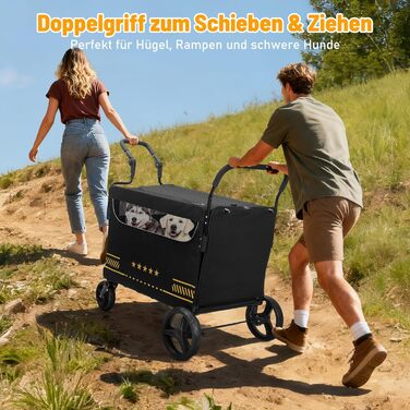 Транспортна візок для собак, важкий, з розкладною рампою, до 80 кг, чорний