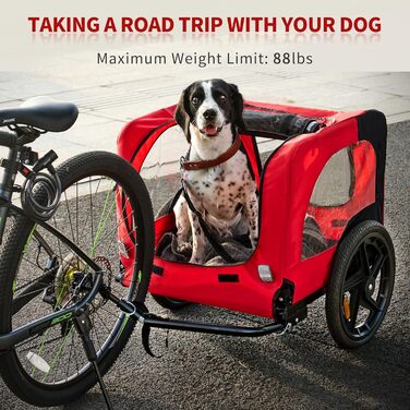 Фаркоп-причіп для собак Soges до 40 кг, складаний, з дихаючої сітки, з внутрішнім повідком, з відбивачами (червоний)