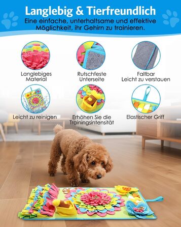 Килимок для собак Brifit для інтелектуальних ігор 78 x 48 см, іграшка-головоломка для малих та середніх собак, миється, тренувальний килимок, проти нудьги, стимулює інтелект