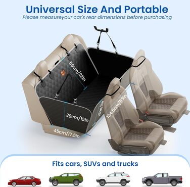 Захист для автосидіння PeCute: водонепроникний, з екошкіри, для собак, чорного кольору