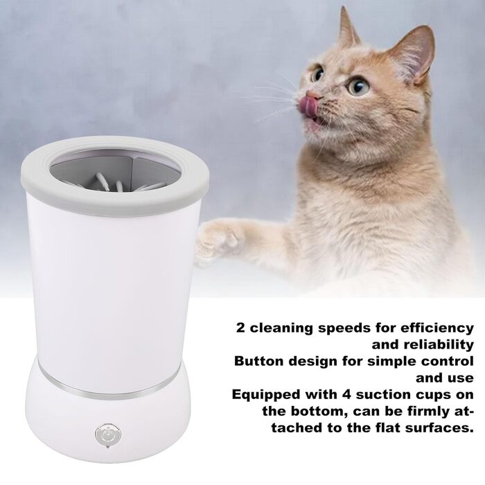 Автоматичний очисник лап для собак, портативний мийник лап для домашніх тварин з 2 швидкостями, м'які силіконові щетинки, перезаряджається, вбудований акумулятор 800 mAh, білий