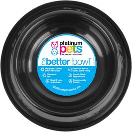 Миска для тварин Platinum Pets з нержавіючої сталі, чорний хром, нековзка, 6,25 чашки