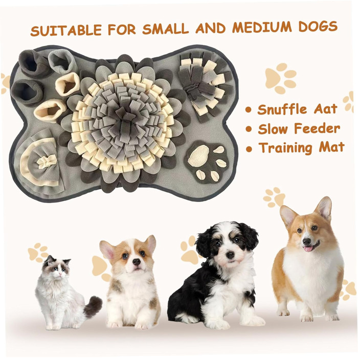 Килимок для собак, 63,5 x 43,2 см, великий, миючий, з дзвоником, нековзний, для ігор та тренування, сірий