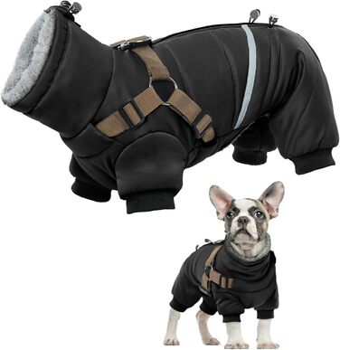 Зимовий теплий одяг для собак S, куртка для маленьких собак, теплий костюм для чихуахуа та бульдога (чорний, S)